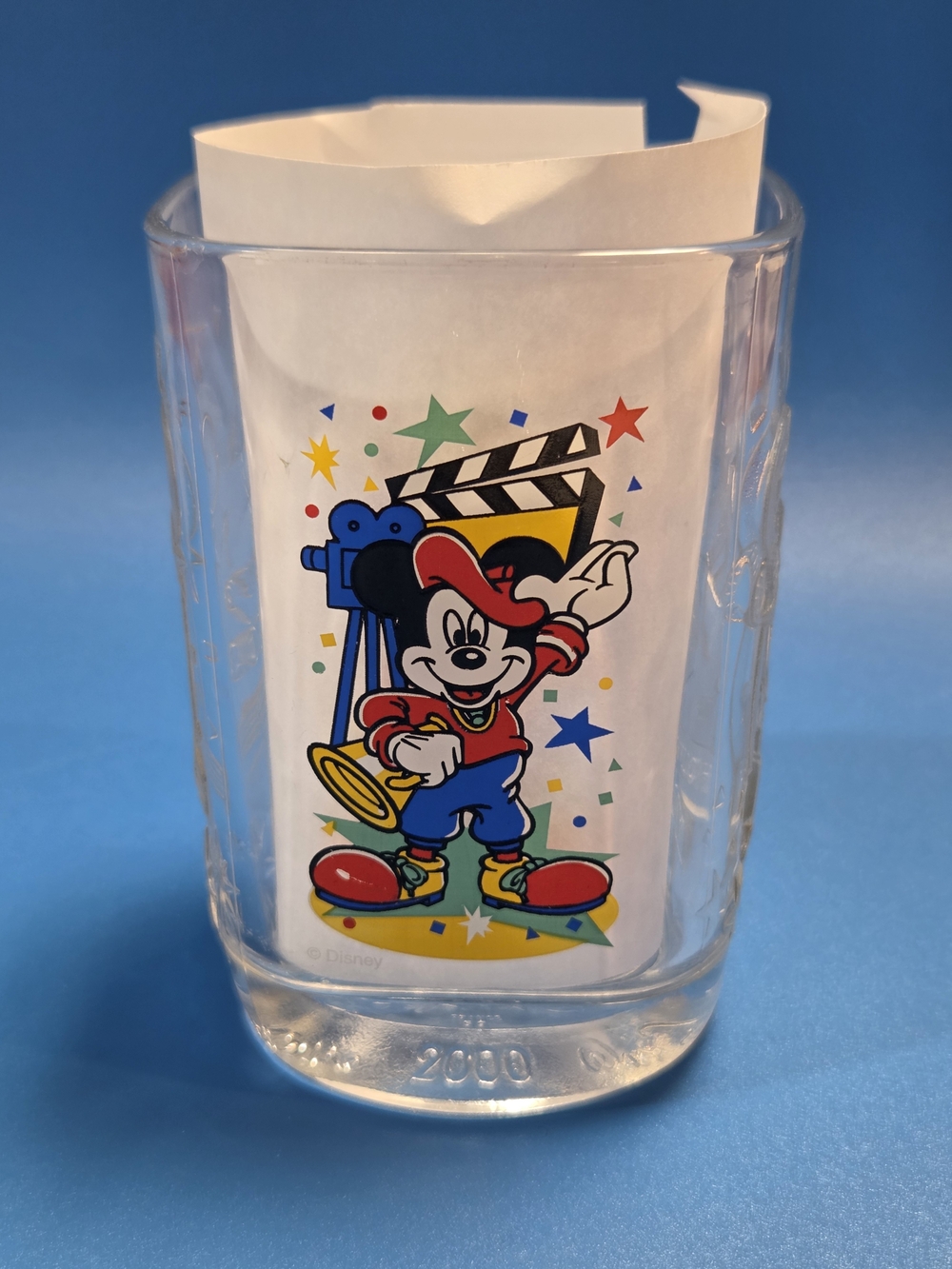 McDonald's Clear Glass Mug with Red, Blue, Yellow, Green Accents